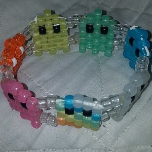 Hand made pacman ghost pony bead bracelet